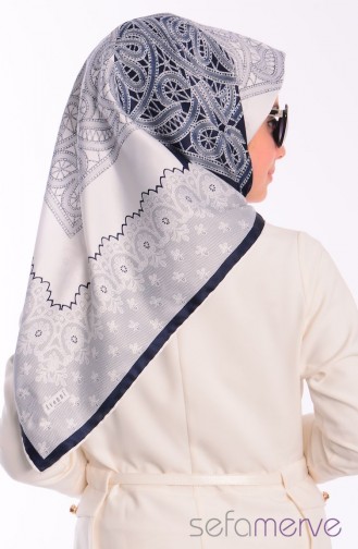 Sefamerve Akasya Scarf 04 Navy-White 04