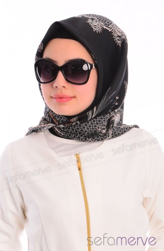 Sefamerve Aysel Eşarp 02 Siyah Bej Kahverengi