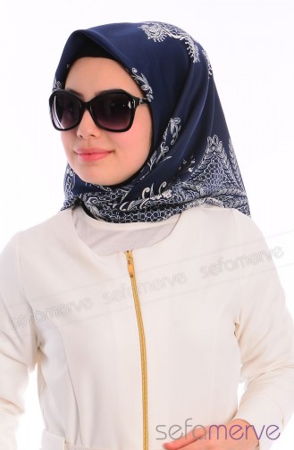 Sefamerve Aysel Eşarp 05 Lacivert Beyaz