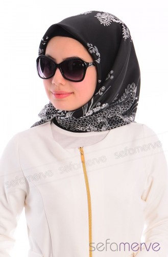 Sefamerve Aysel Eşarp 09 Siyah Beyaz