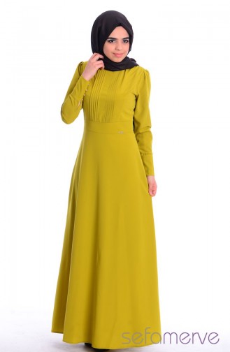 Tesettür Elbise FY 52196-05 Sarımtırak