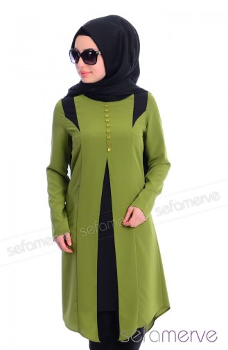 تونيك أخضر زيتي 14057-03