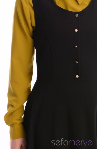 İkili Jile Elbise 6056-04 Siyah