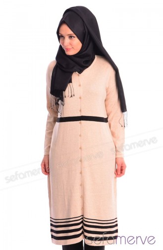 Triko Hırka Tunik 3353-01 Bej