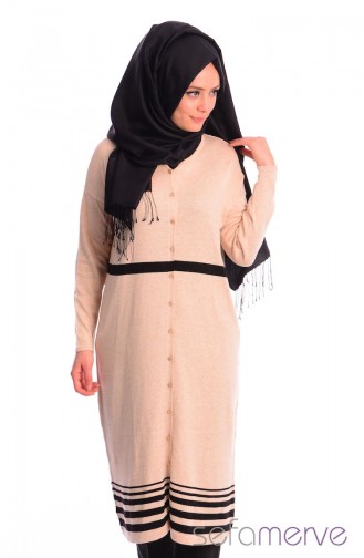 Triko Hırka Tunik 3353-01 Bej