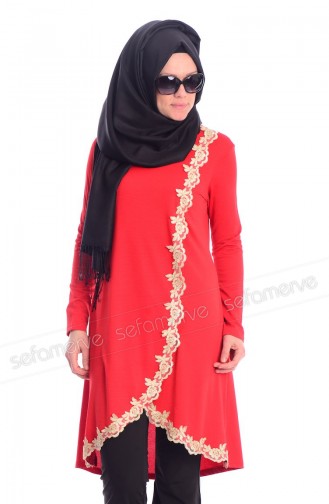 Tesettür Tunik 4994-05 Kırmızı
