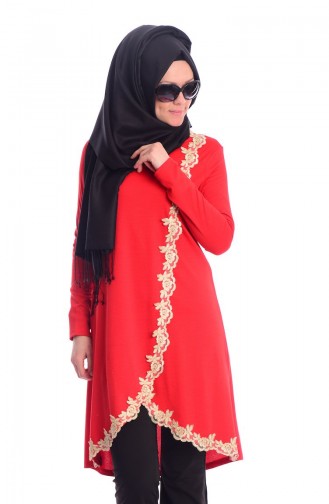 Tesettür Tunik 4994-05 Kırmızı
