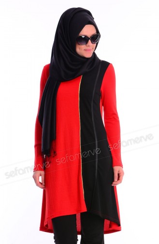 Hijab Tunic 4995-12 Red-Black 4995-12