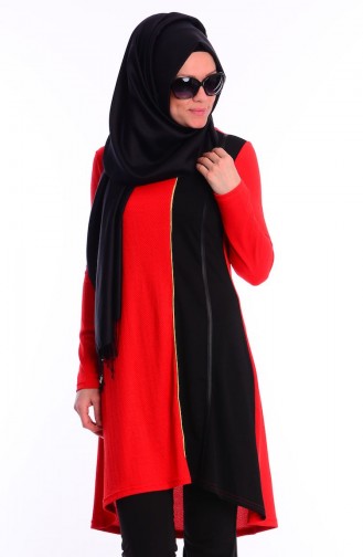 Hijab Tunic 4995-12 Red-Black 4995-12