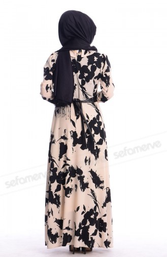 Creme Hijab Kleider 3088-02