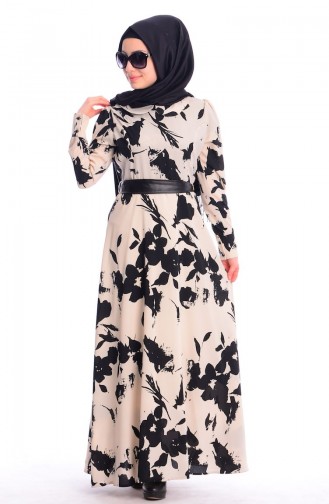 Creme Hijab Kleider 3088-02