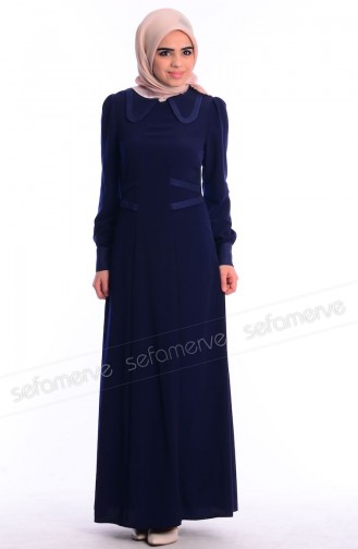 Dunkelblau Hijab Kleider 0426-01
