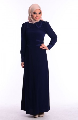 Dunkelblau Hijab Kleider 0426-01