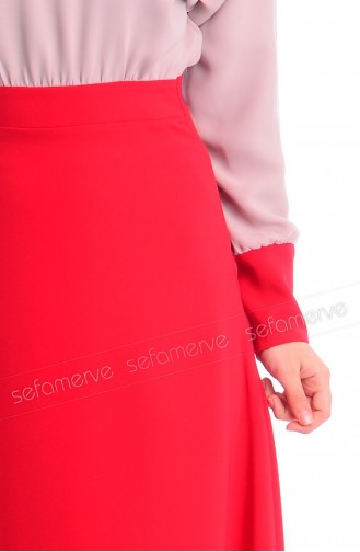 ZRF Tesettür Elbise 0444-02 Kırmızı