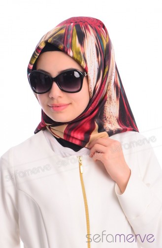 Sefamerve Gülten Scarf 01 Claret Red-Gold 01