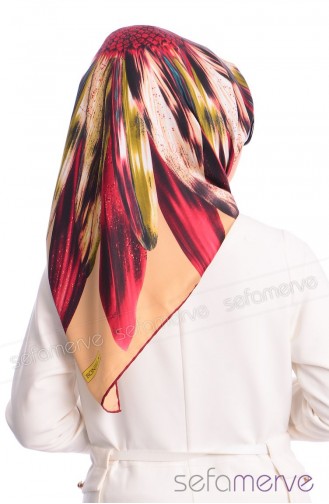 Sefamerve Gülten Scarf 01 Claret Red-Gold 01