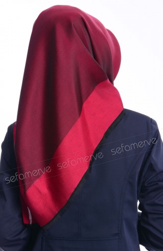 Sefamerve Sunway Kare Şal 21 Kırmızı Bordo