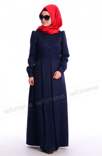 Dunkelblau Hijab Kleider 0482-04