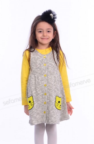 Kız Çocuk Jile Elbise 26010-01 Gri
