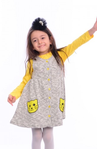 Kız Çocuk Jile Elbise 26010-01 Gri