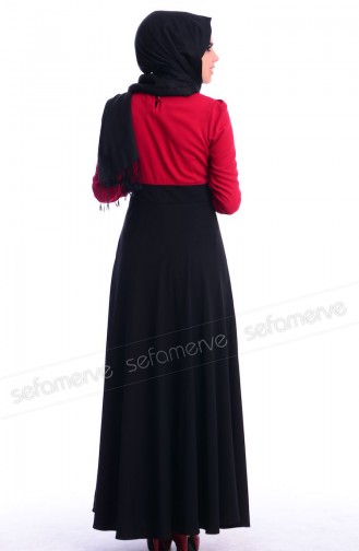 Modahanne Tesettür Elbise 0949-01 Bordo