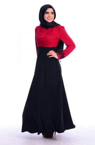Modahanne Tesettür Elbise 0949-01 Bordo