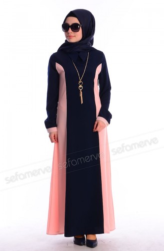 Dunkelblau Hijab Kleider 8001-08