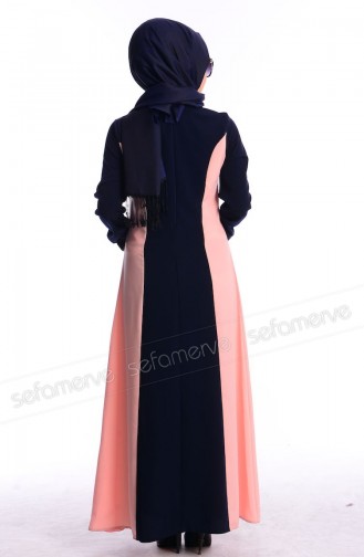 Dunkelblau Hijab Kleider 8001-08