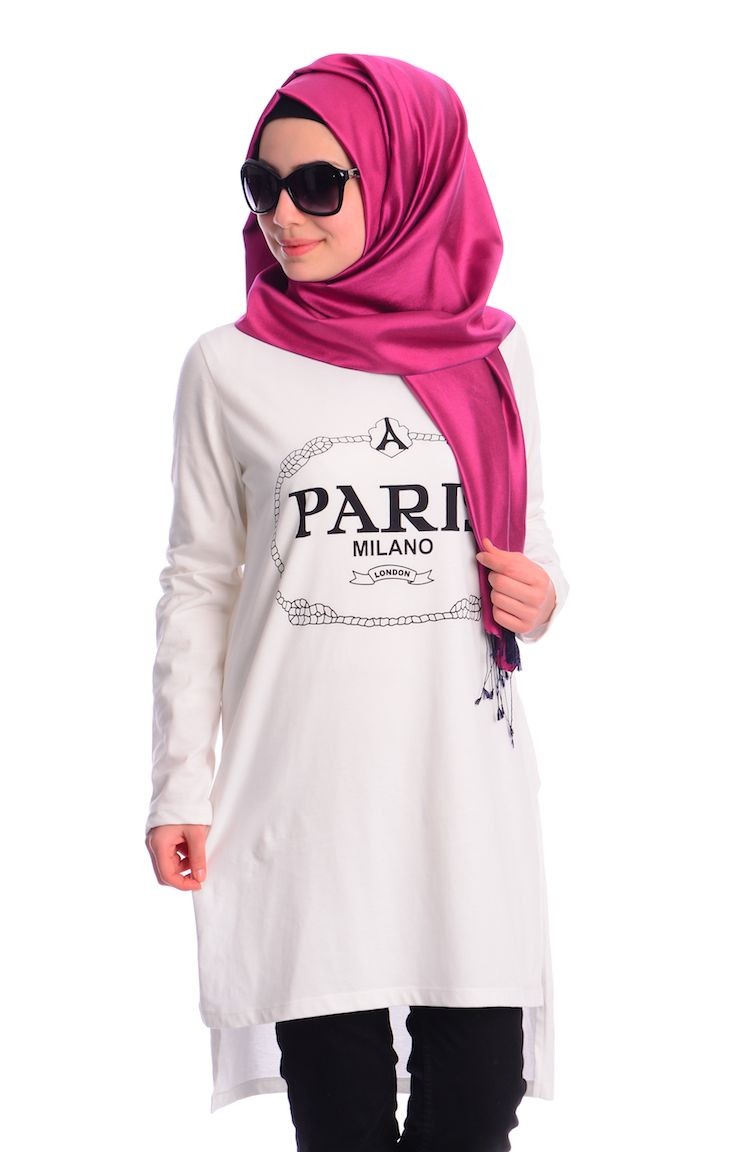 Esra Keküllüoğlu Tesettür Tunik 55072-01 Ekru