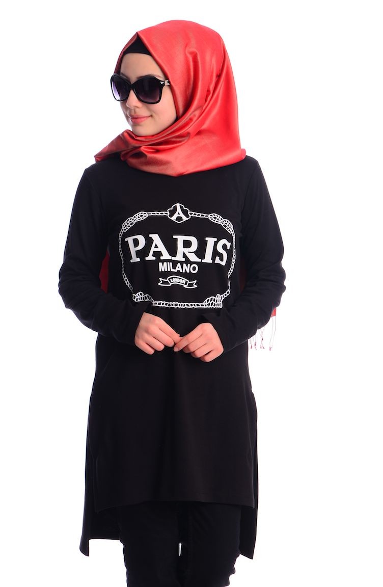 Esra Keküllüoğlu Tesettür Tunik 55072-02 Siyah