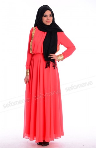 ZRF Hijab Dress 0404-03 Coral 0404-03
