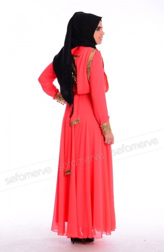 ZRF Hijab Dress 0404-03 Coral 0404-03