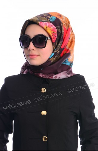 Colors Plus İthal İpek Eşarp HH 01 Mürdüm Turuncu