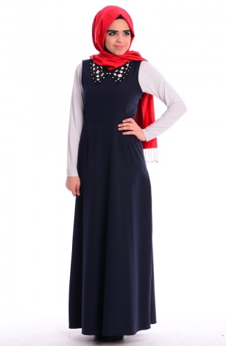 Dunkelblau Hijab Kleider 7171-02
