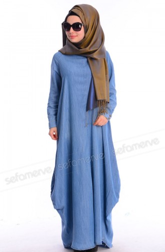 Blau Hijab Kleider 2141-01