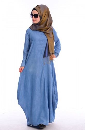 Blau Hijab Kleider 2141-01