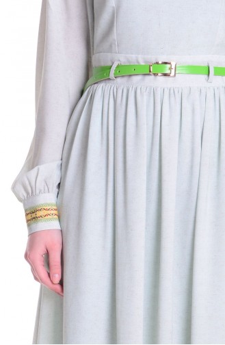 Baskılı Krep Elbise 0030-02 Yeşil