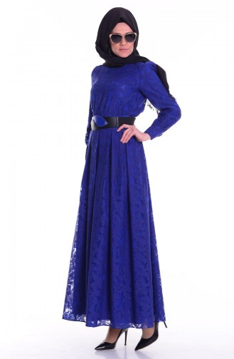 Saxe Hijab Dress 1741-06