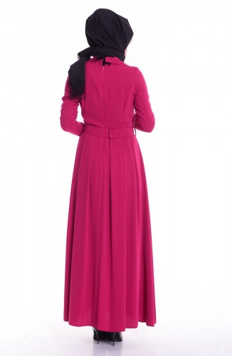 SUKRAN Necklace Crepe Dress 4148-02 Fuchsia 4148-02