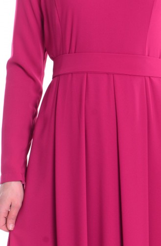 شوكران فستان كريب بتصميم مُزين بقلادة 4148-02 لون فوشيا 4148-02