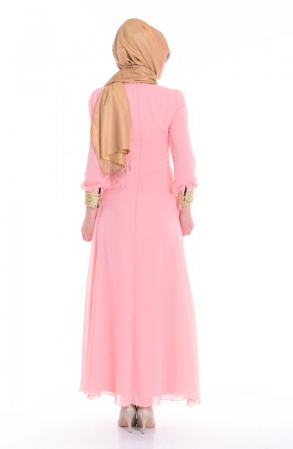 Powder Hijab Evening Dress 2398-03