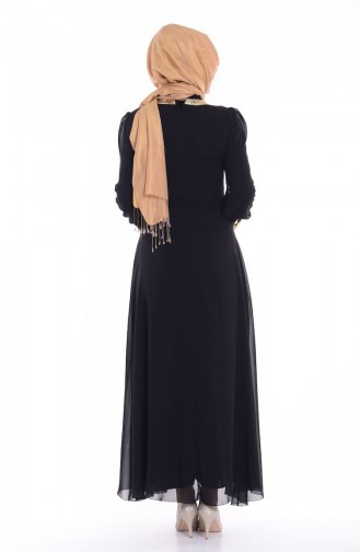 Besticktes Abendkleid aus Chiffon 2398-04 Schwarz 2398-04