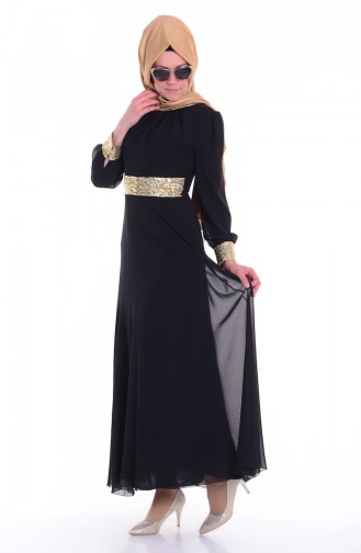 Black Hijab Evening Dress 2398-04