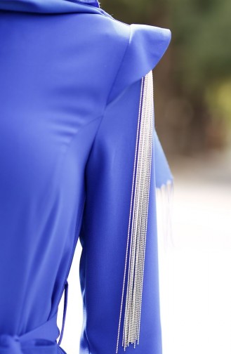 Kol Detaylı Krep Elbise 4179-01 Saks
