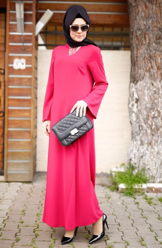 SUKRAN Crepe Necklace Dress 4181-03 Fuchsia 4181-03