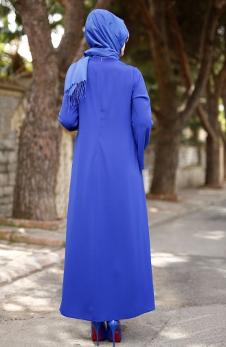 شوكران فستان كريب بتصميم مُزين بقلادة 4181-04 لون أزرق 4181-04