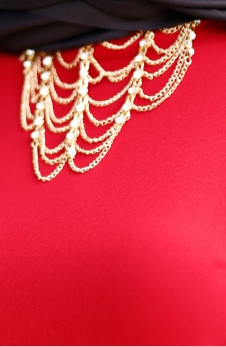 SUKRAN Crepe Necklace Dress 4181-05 Claret Red 4181-05