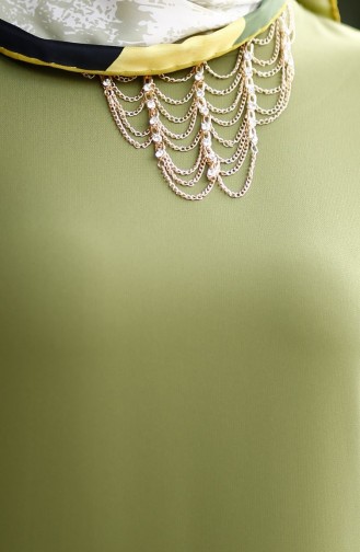 Robe Crêpe avec Collier 4181-06 Vert Clair 4181-06