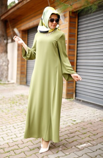 Robe Crêpe avec Collier 4181-06 Vert Clair 4181-06