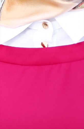 SUKRAN Shirt Collar Crepe Dress 4188-01 Fuchsia 4188-01